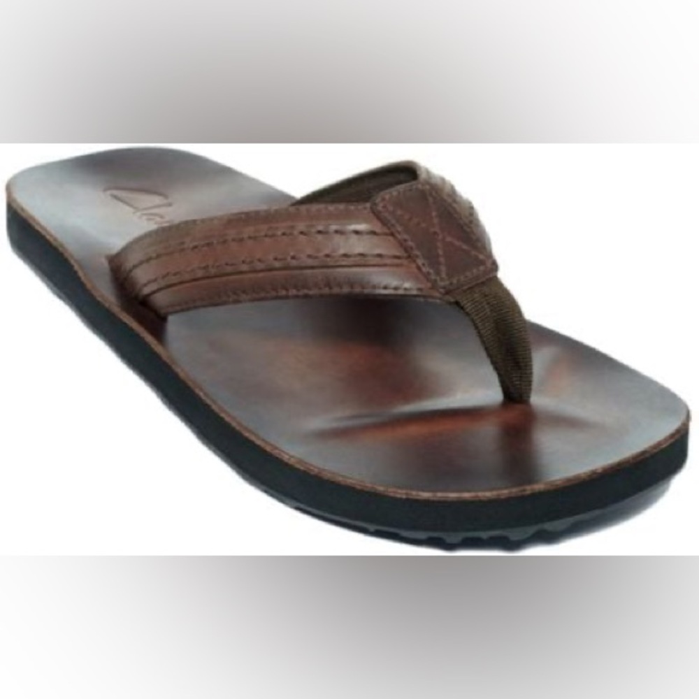 Clarks Brown Leather Flip-Flops M7/W8.5